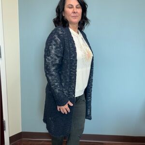 Lucky Brand navy sweater. Sexy see through back. Light weight. Size M.